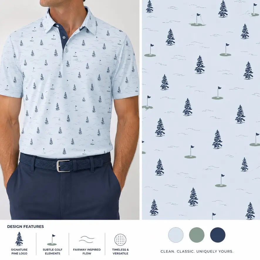 custom deisgned polo layout for The Pine made by green ferret golf
