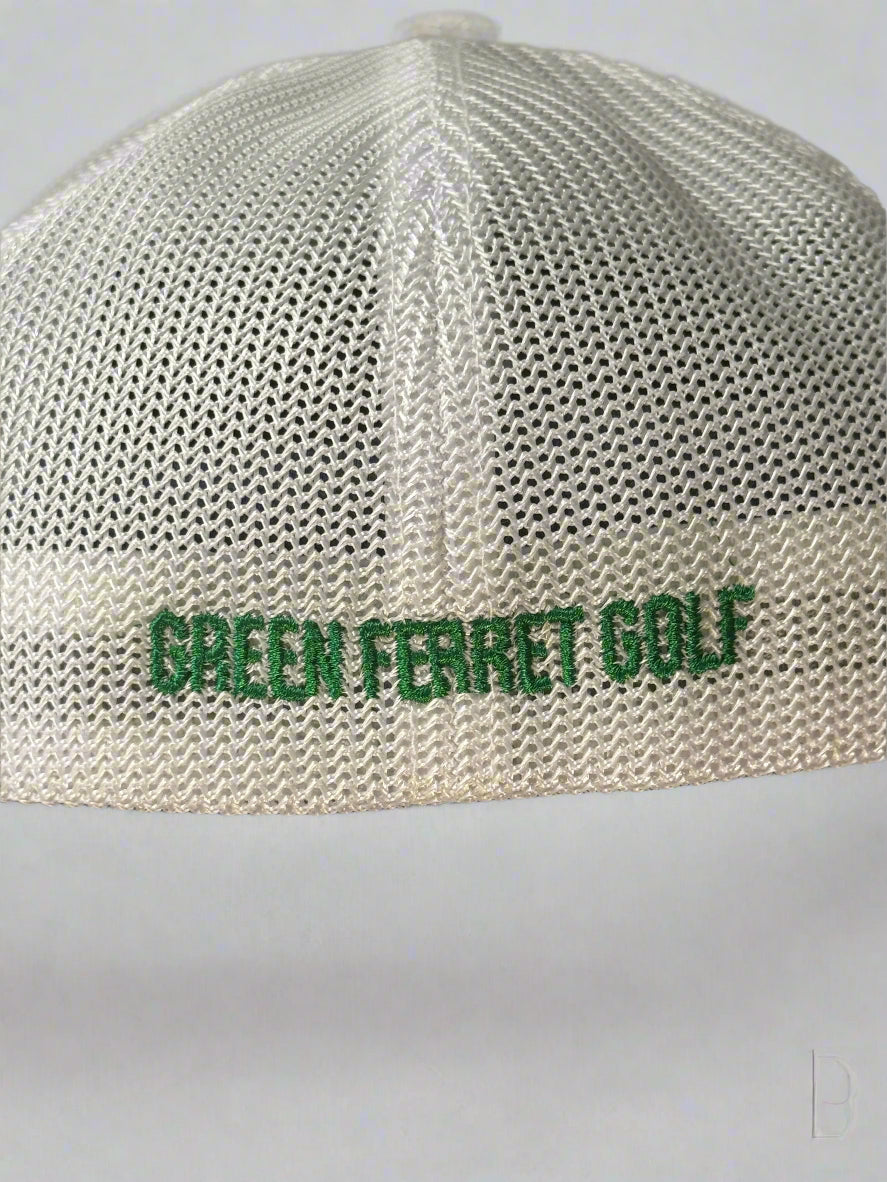 Ferret Script Hat - White with Green