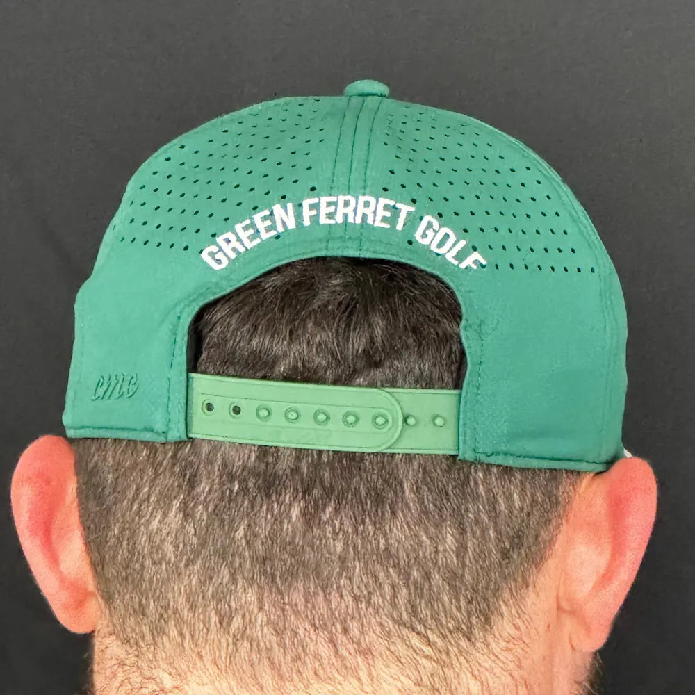 Back of a Georgia Green Ferret Panel Mid-Rope Hat - Adjustable Golf Hat with Ferret Logo