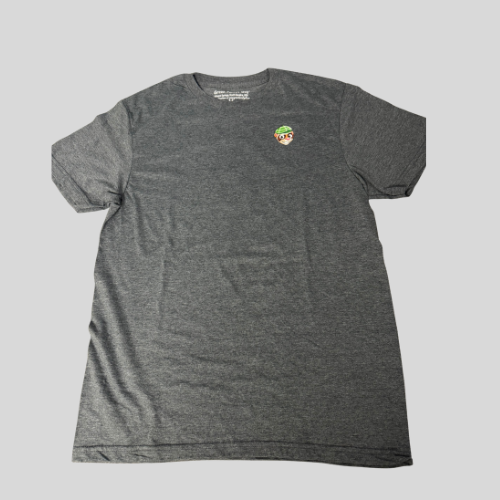 Front of T-shirt showing Finneus Ferret smiling face decal 