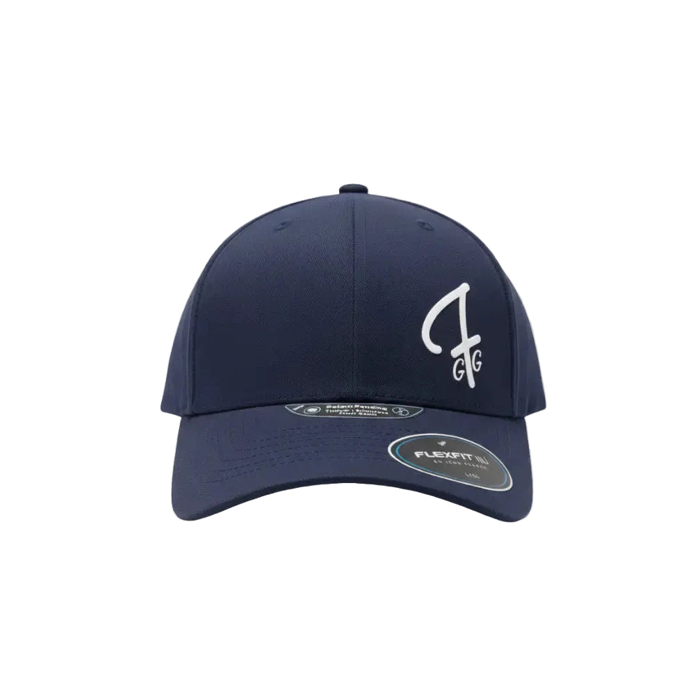 Navy Blue FlexFit hat with the GFG logo from Green Ferret Golf
