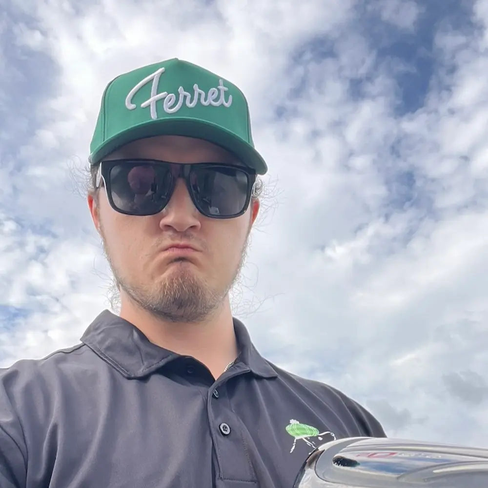 Gage Thomas wearing a Ferret Rope Hat in Georgia Green in Omaha, NE