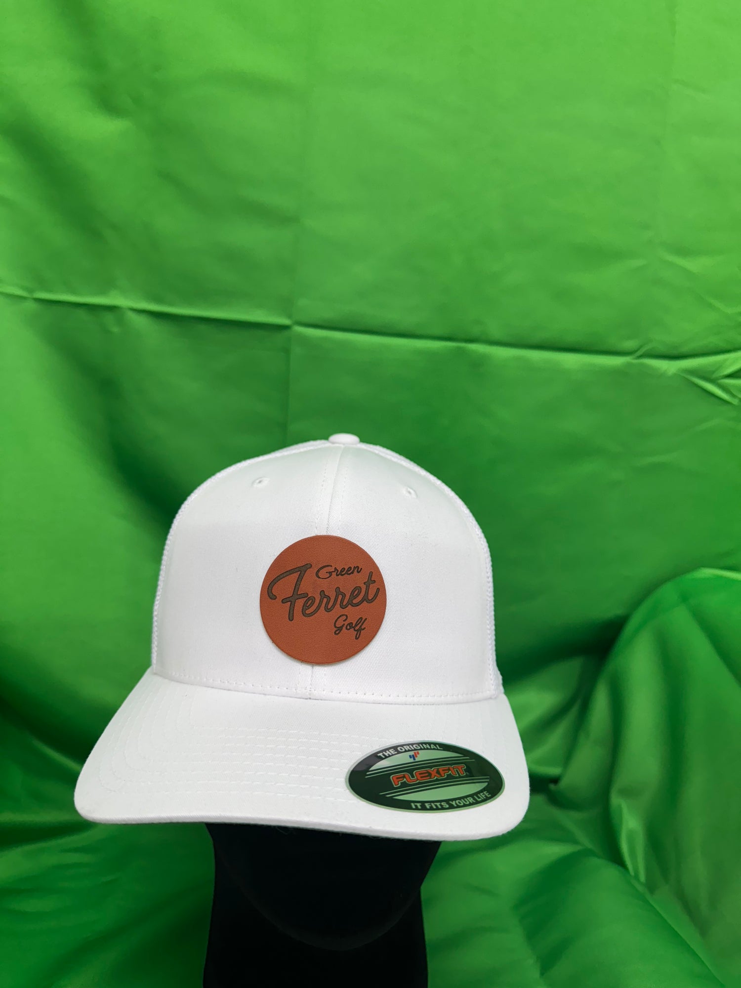Ferret Script Hat - White with Green