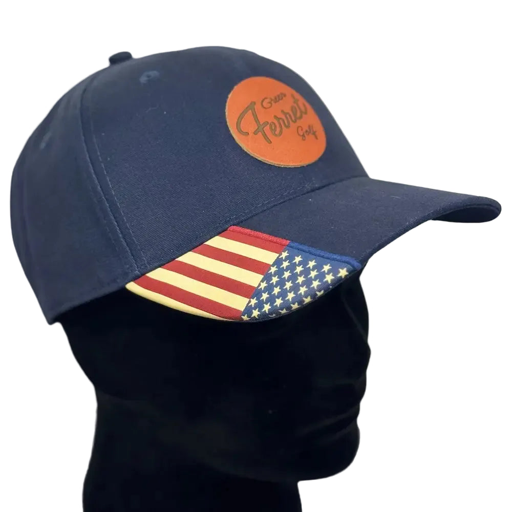 TeamUSA Patch hat from Green Ferret Golf with leather patch centered.